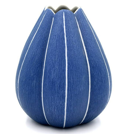 Champa Blue and White Stripe SmallPorcelain Vase