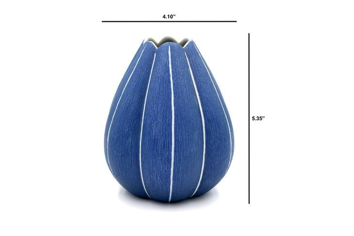 Champa Blue and White Stripe SmallPorcelain Vase