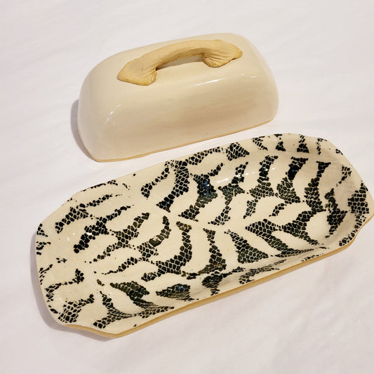 Terrafirma Ceramics - Green Pine Fern Butter Dish