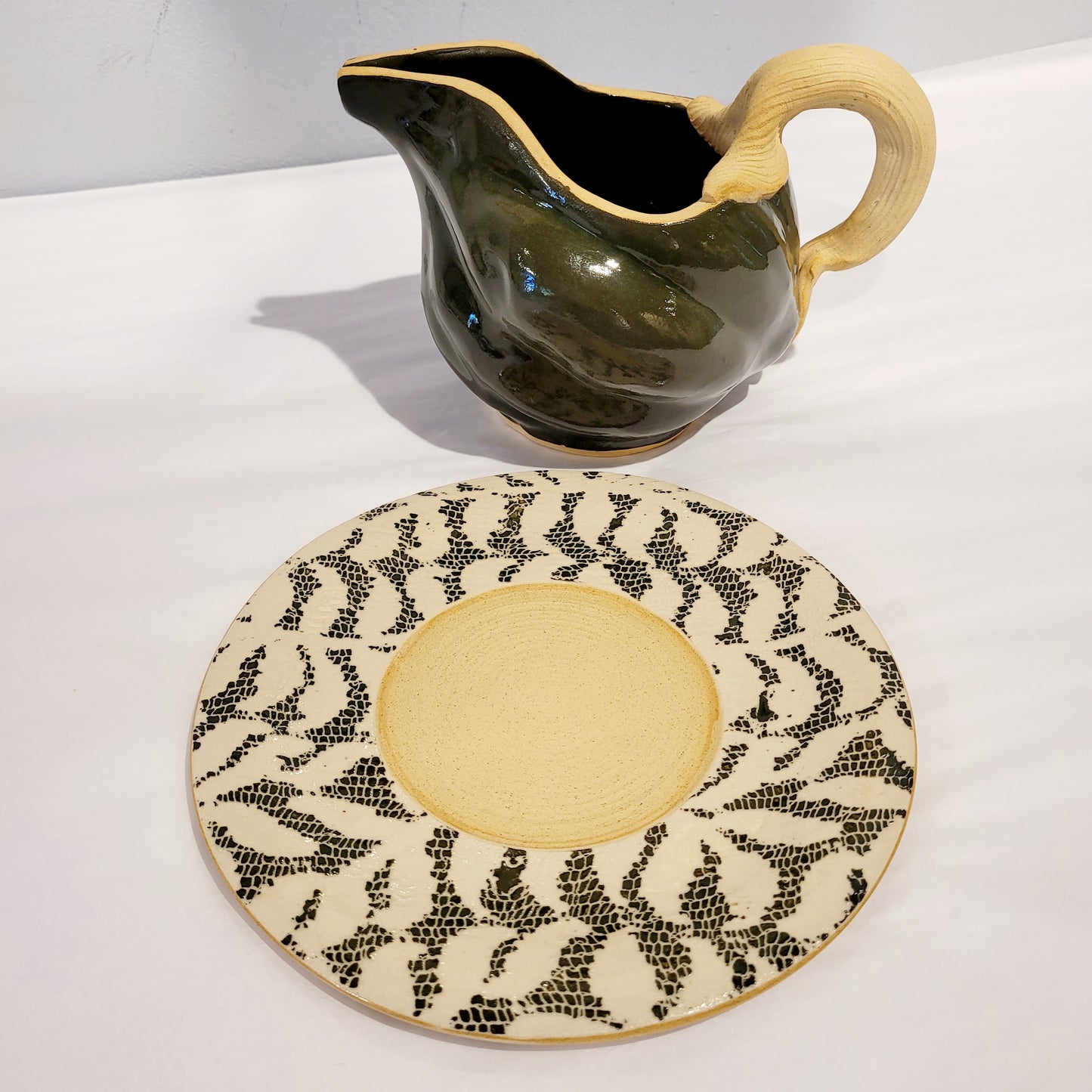 Terrafirma Ceramics - Green Pine Pitcher and Dish