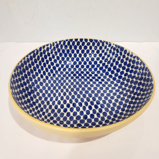 Terrafirma Ceramics - Cobalt Dot 12” Medium Serving Bowl