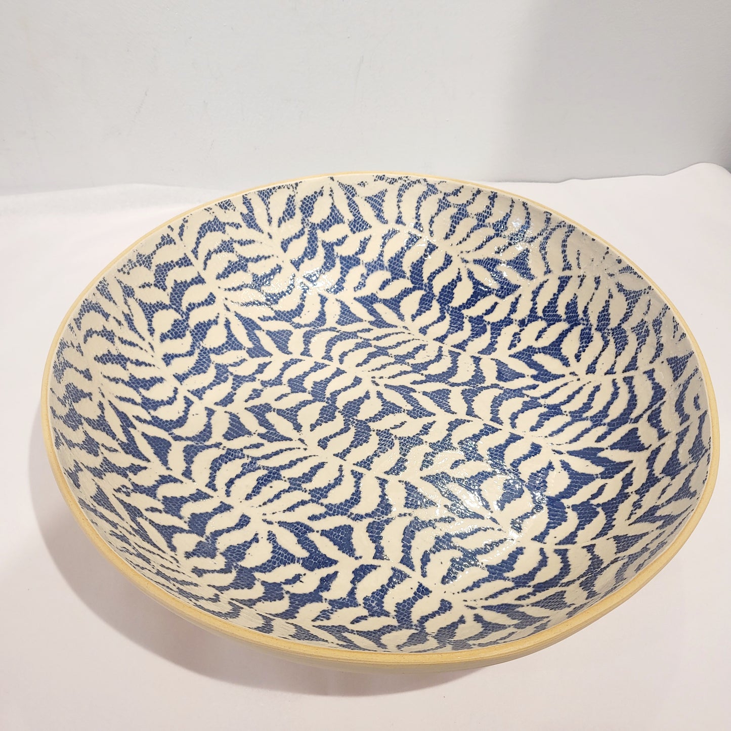 Terrafirma Ceramics - Cobalt Fern 15” Super Serving Bowl