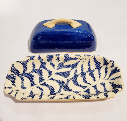 Terrafirma Ceramics -  Cobalt Fern Butter Dish