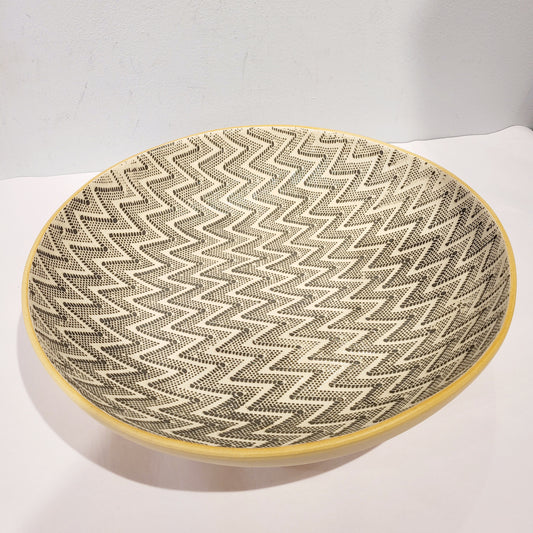 Terrafirma Ceramics -  Charcoal Chevron 15” Super Serving Bowl