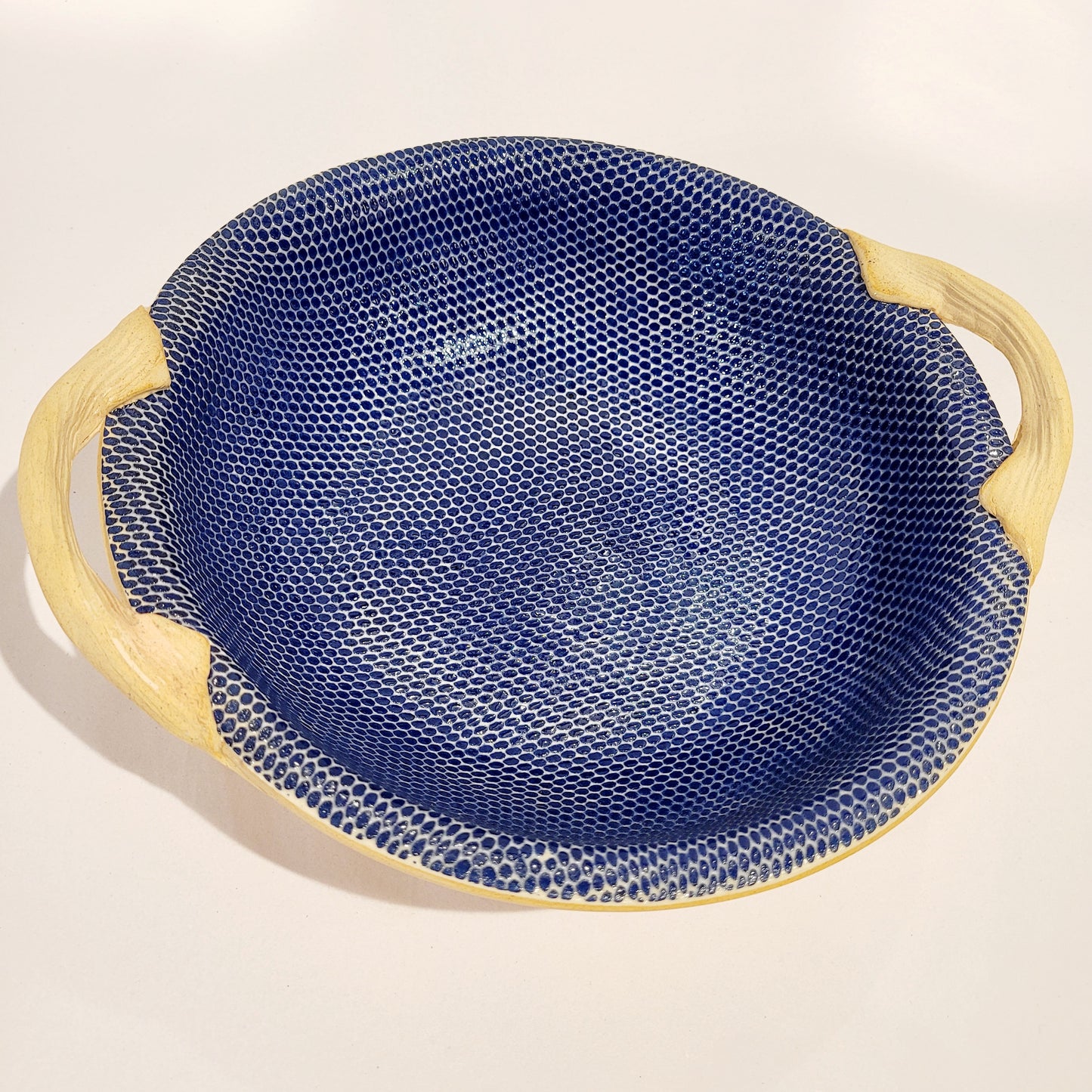 Terrafirma Ceramics - Cobalt Honeycomb 9” Bowl with Handles