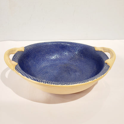 Terrafirma Ceramics - Cobalt Honeycomb 9” Bowl with Handles