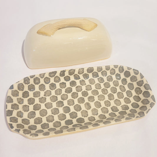 Terrafirma Ceramics -  Charcoal Dot Butter Dish