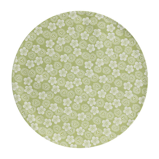 NEW! Wagara Green ROUND Placemat COATED Set of 2