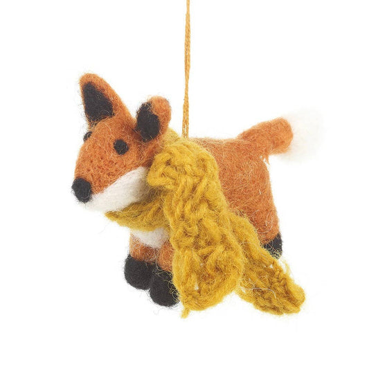 Handmade Rusty Fox with Scarf Felt Ornament