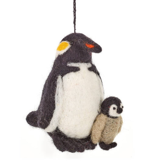 Handmade Snuggly Penguins Felt Ornament