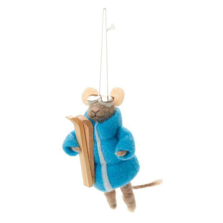 Handmade Ski Mouse Felt Ornament