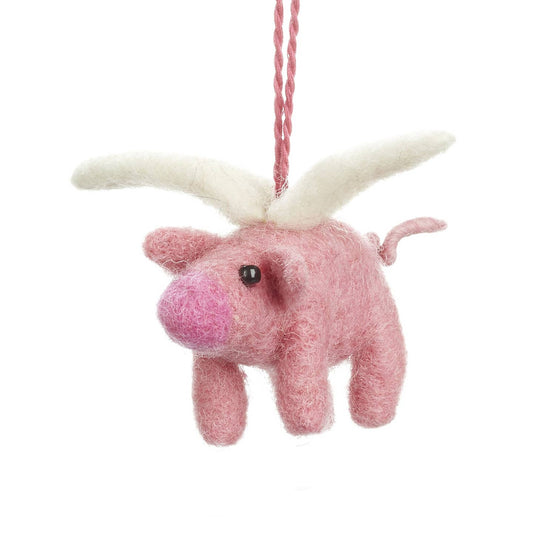 Handmade Flying Pig Felt Ornament