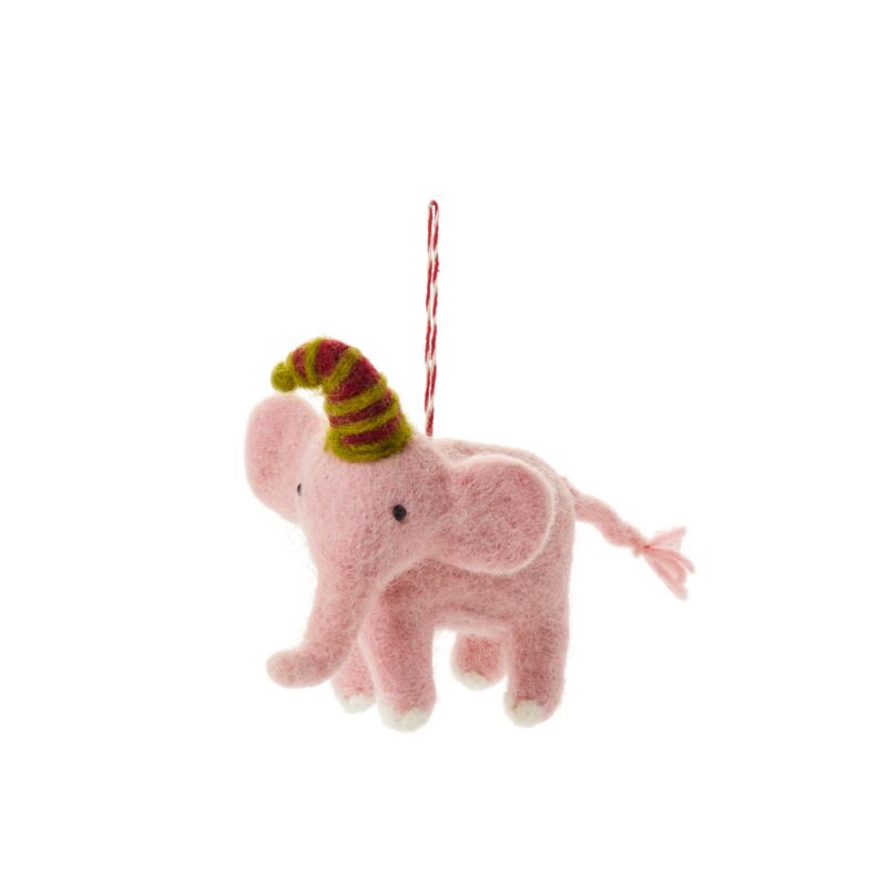 Handmade Pink Elephant Felt Ornament