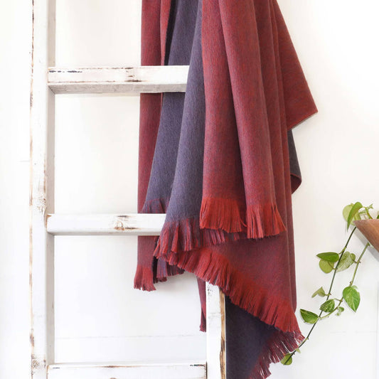 New! Large Alpaca Reversible Indigo Ember Throw