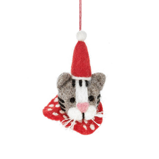 Handmade Clarence the Christmas Cat Felt Ornament