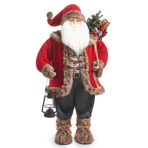 Red Santa with Lantern, 36” in