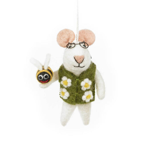 Handmade Isaac the Mouse Felt Ornament