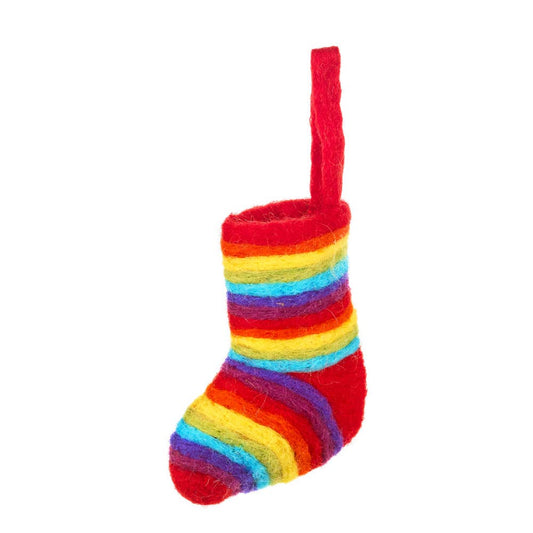 Handmade Rainbow Mini Christmas Stocking Felt Ornament