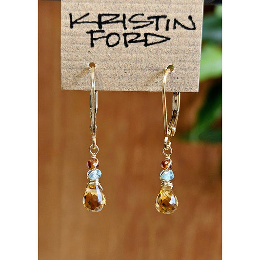 Citrine, Apatite and Hessonite Earrings