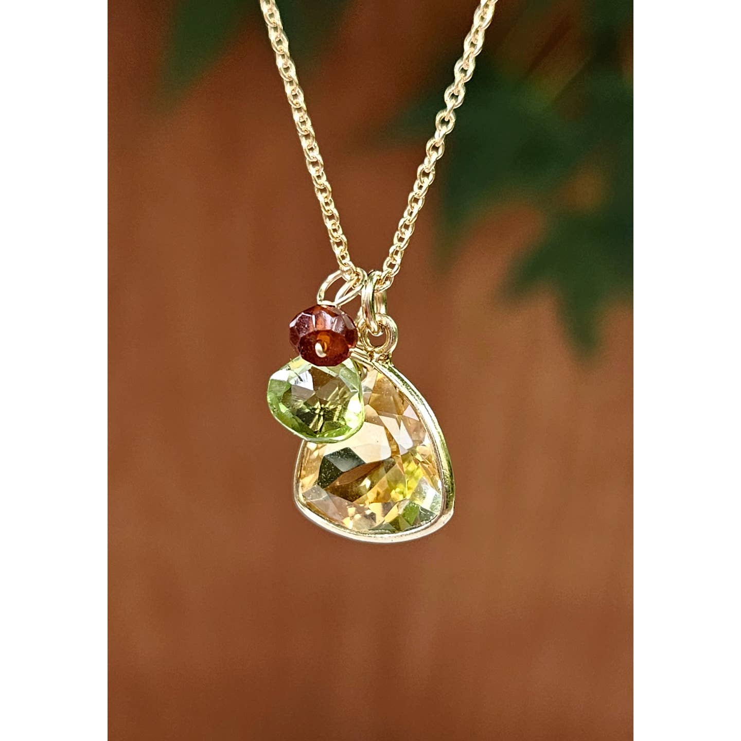 Citrine, Peridot and Hessonite Necklace