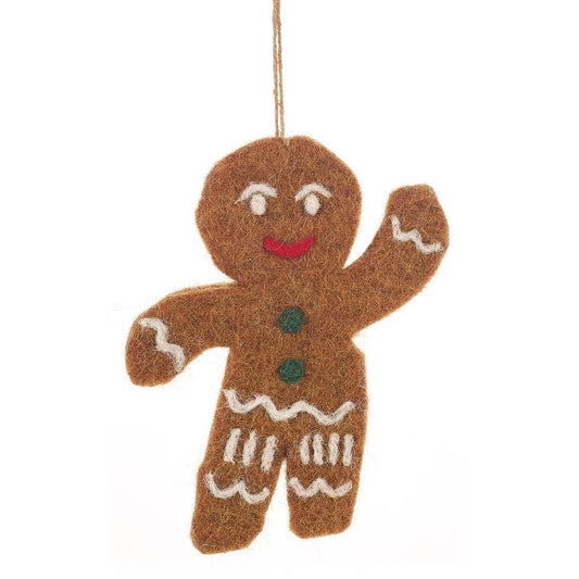 Handmade Jolly Gingerbread Man Felt Ornament