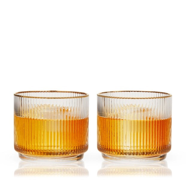 Clicquot Rimmed Lowball Tumblers, 12 oz, Set of 2