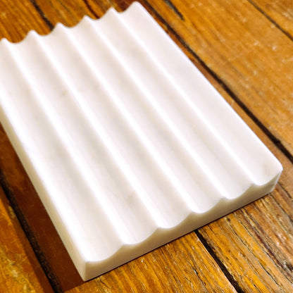 Marble Fluted Rectangle Soap Dish 4"x4.5"