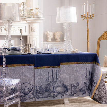 New! Festin Blue Holiday Cotton Tablecloth