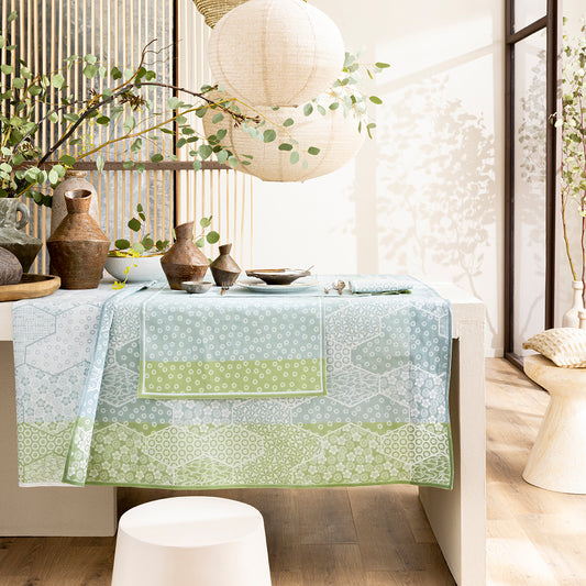 NEW! Wagara Celedon Coated Tablecloth