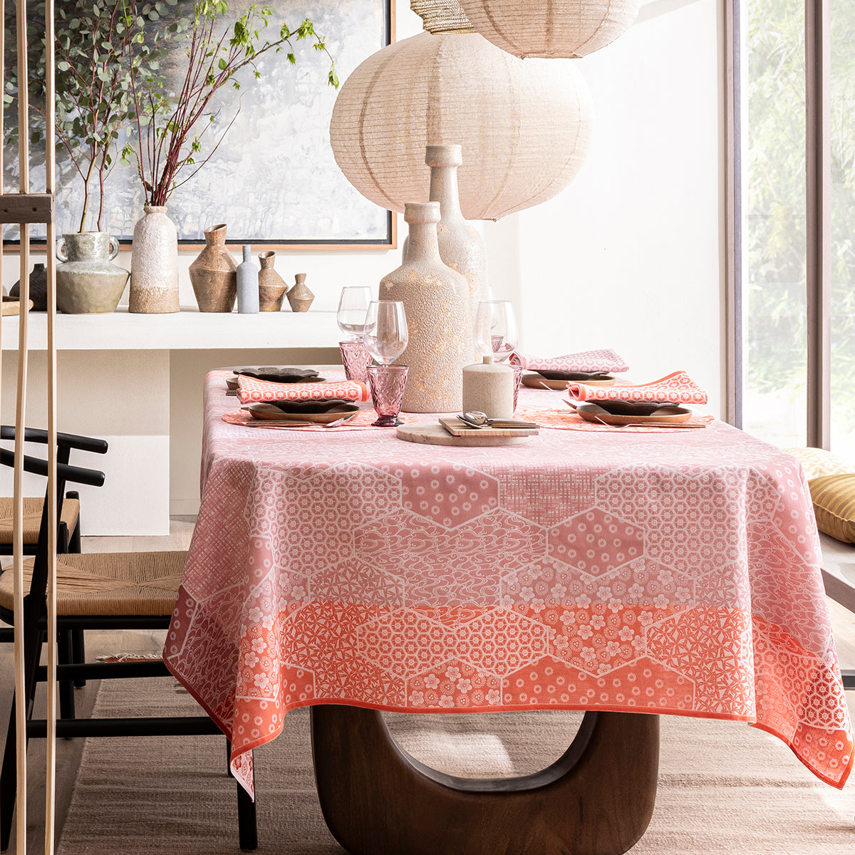 NEW! Wagara Pink Coated Tablecloth