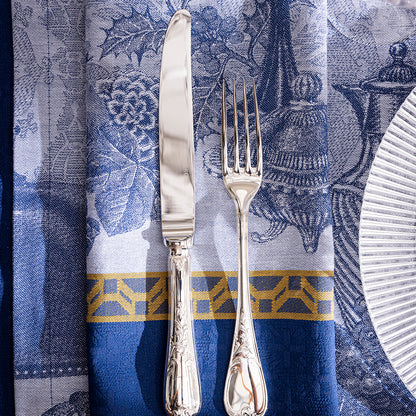 New! Festin Blue Holiday Cotton Tablecloth