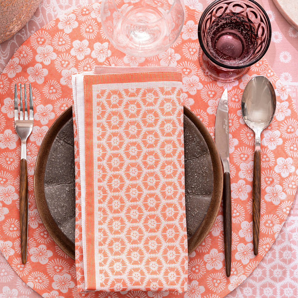 NEW! Wagara Pink Coated Tablecloth