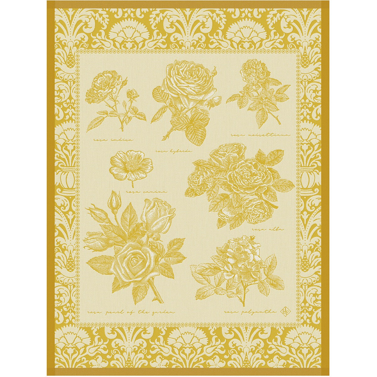 NEW! Jardin des Roses Yellow Tea Towel